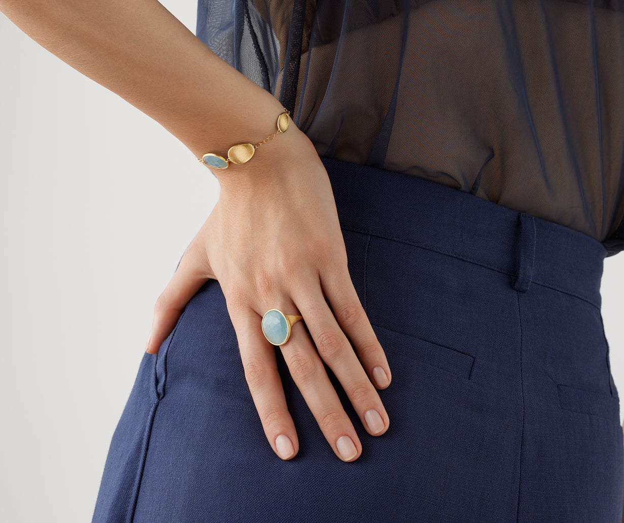 18K Yellow Gold Aquamarine Cocktail Ring – Marco Bicego