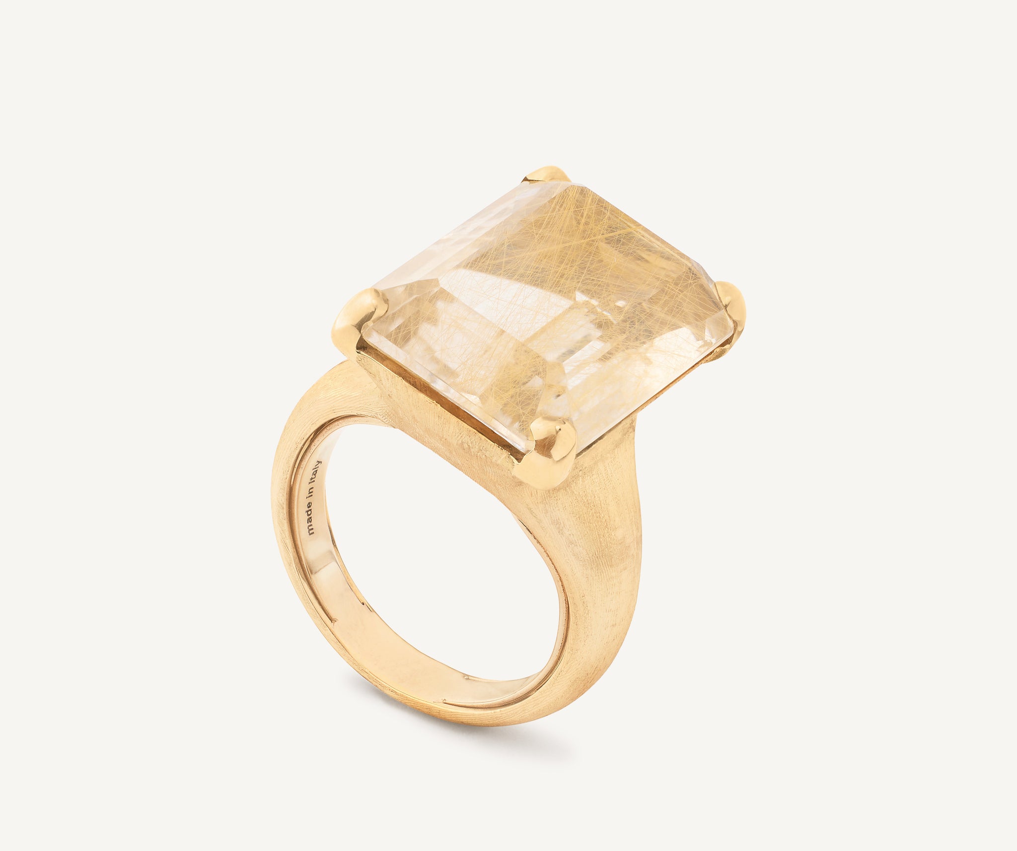 OIDIMS Anello Cocktail Oversize In Acciaio Inox 316L - Placcato Oro 18K, Cristalli E Strass