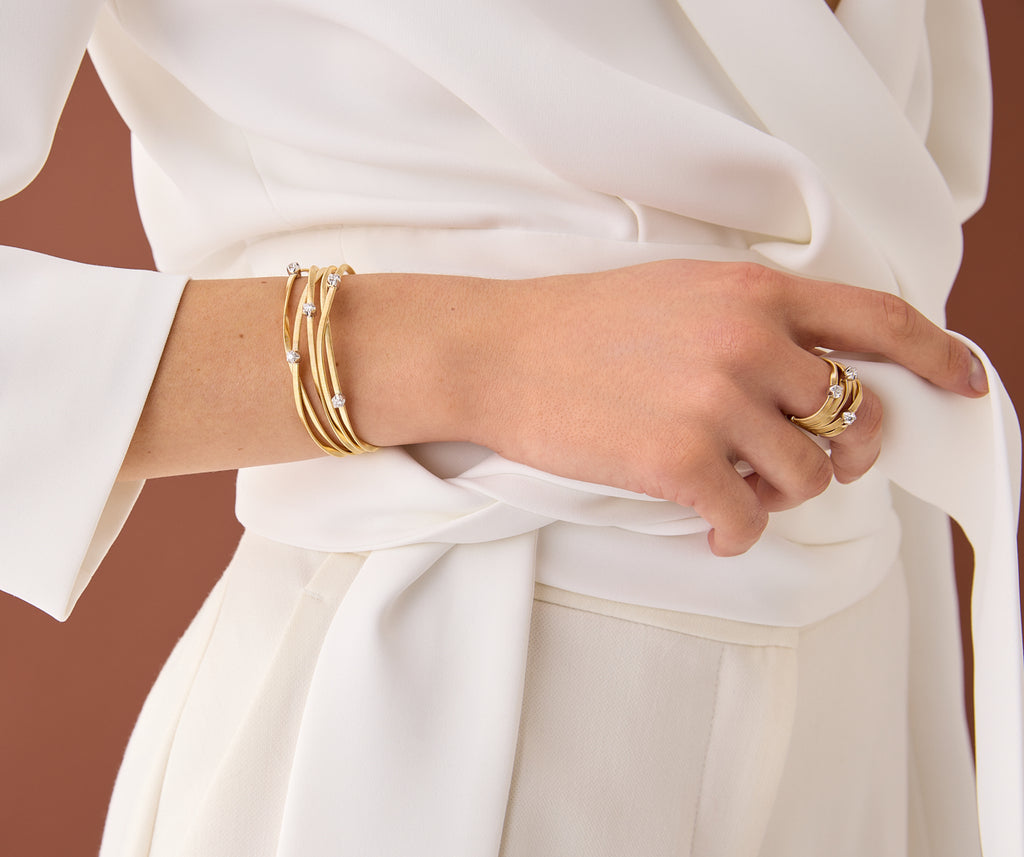 18kt yellow gold five strand bracelet with diamonds – Marco Bicego