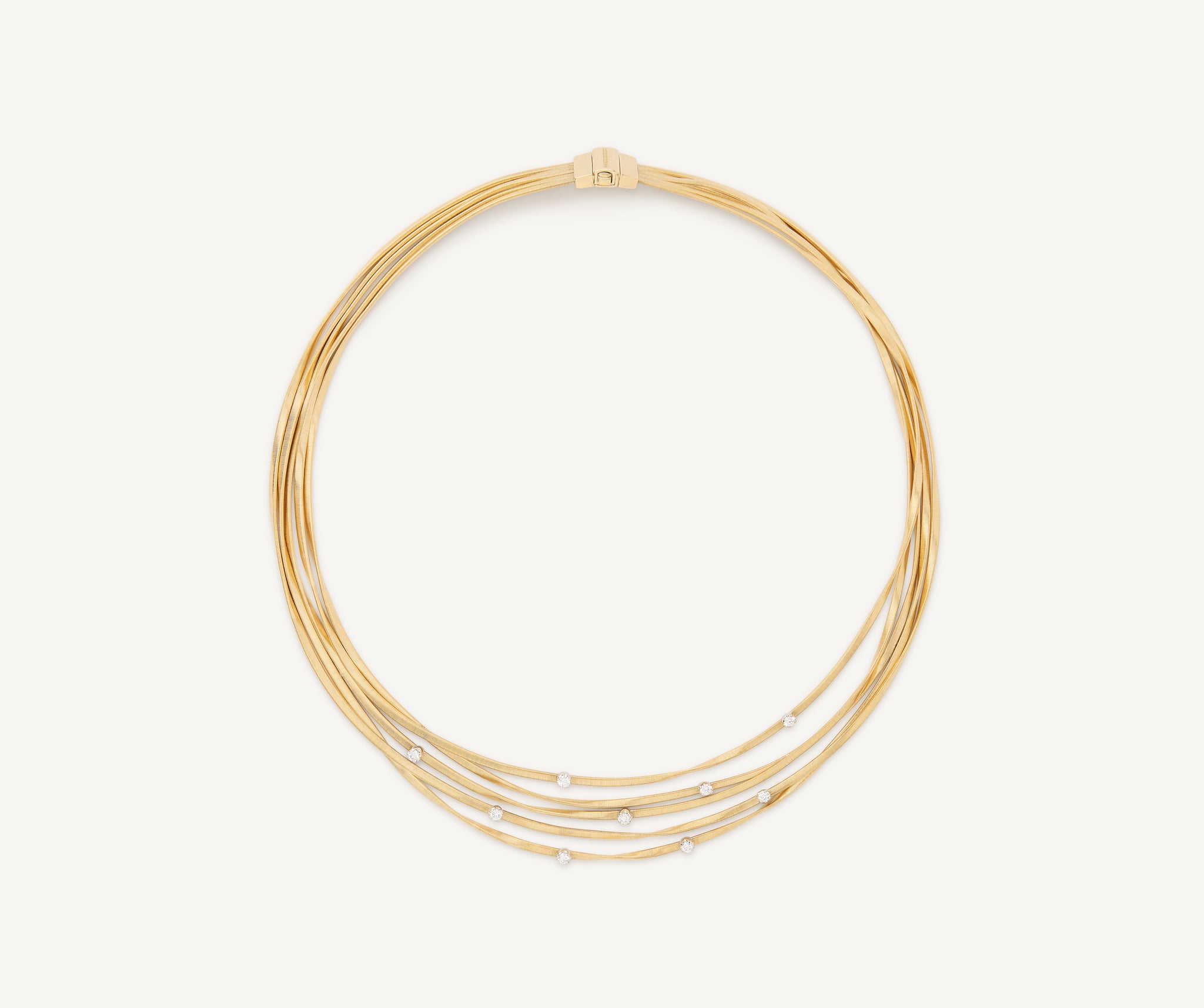 18kt yellow gold five strand necklace with diamonds – Marco Bicego