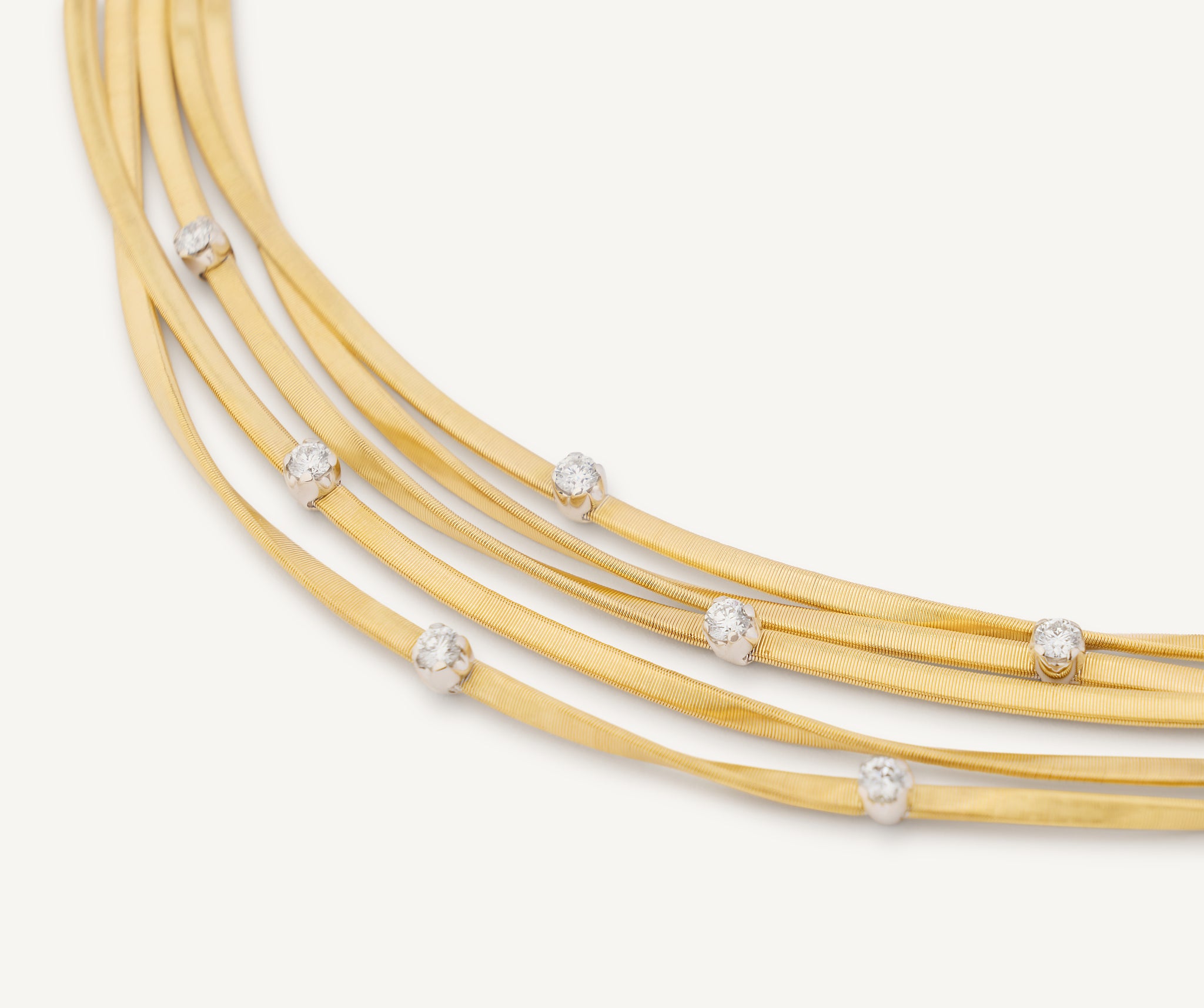 18kt yellow gold five strand necklace with diamonds – Marco Bicego