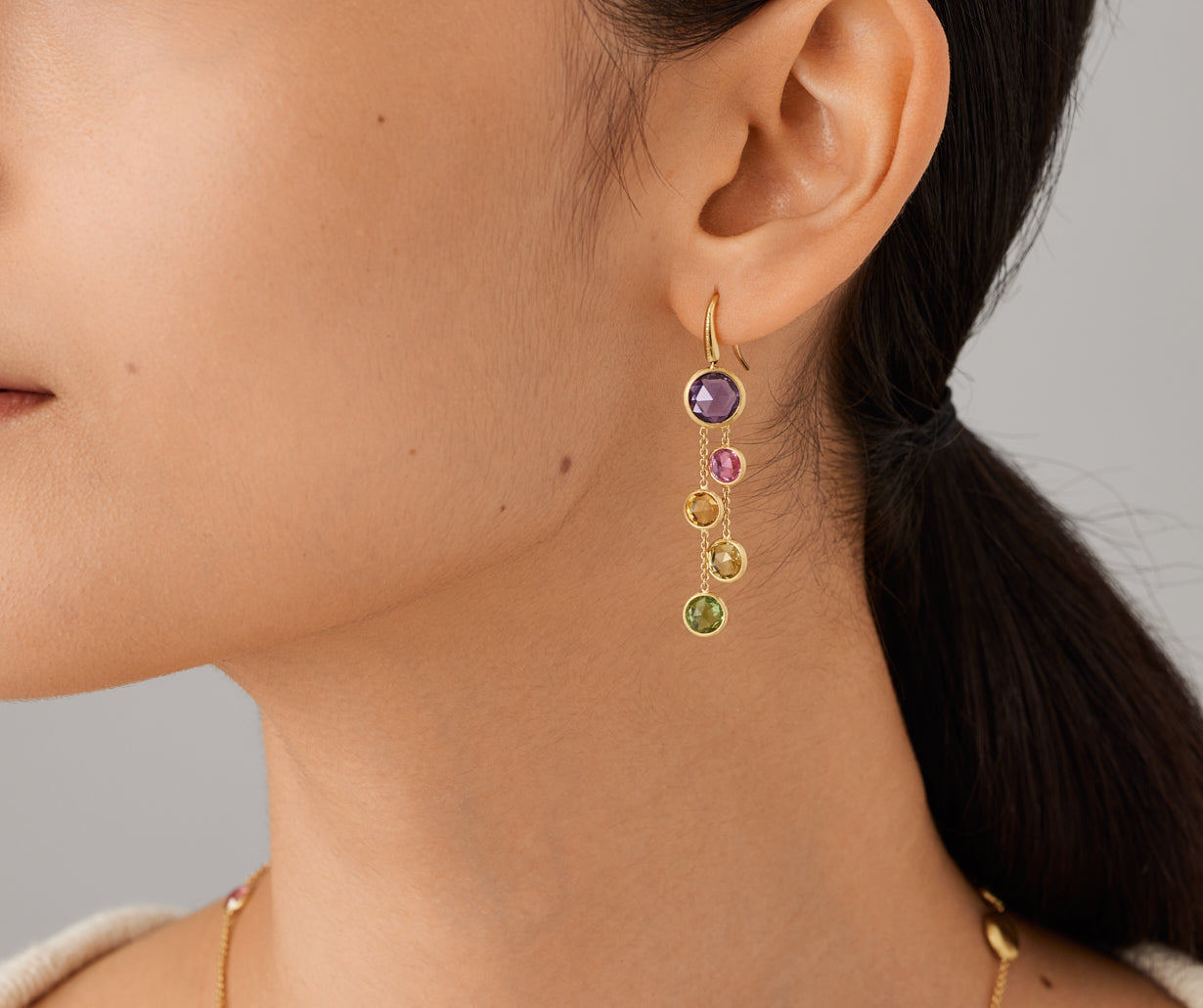 Boucle D'oreille Puce En Or 18 Carats - Tourmaline Orange - Neuf Avec étiquettes - Marque Bimonia