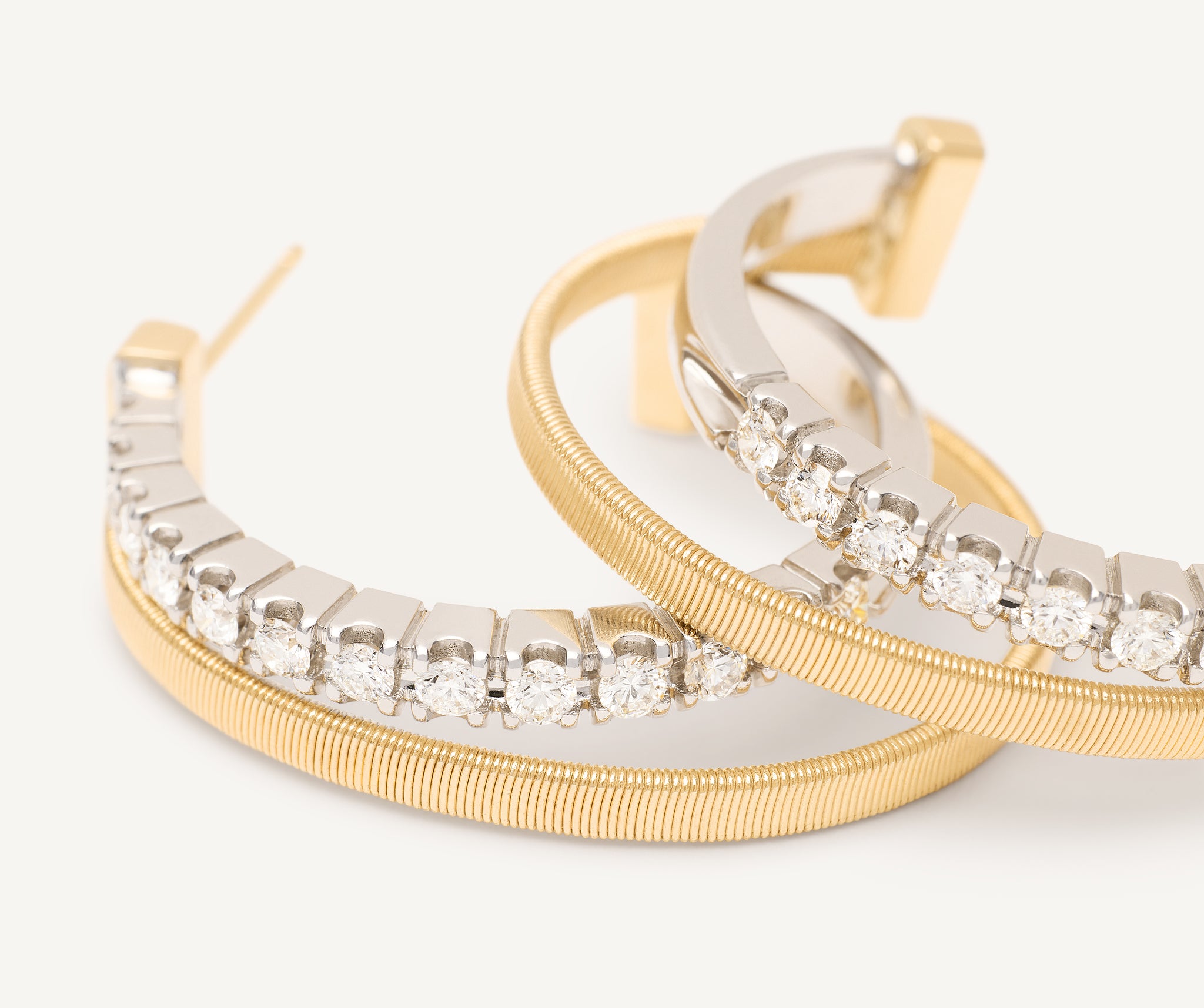 18K Yellow Gold Double Hoop Earrings With Diamonds – Marco