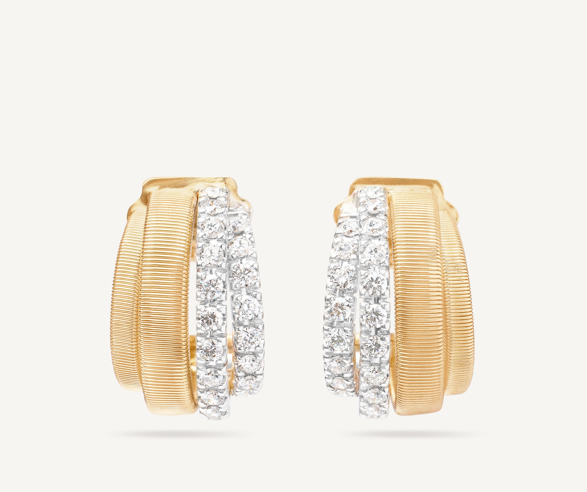 18K Yellow Gold Coil and Row Diamond Huggie Earrings – Marco Bicego