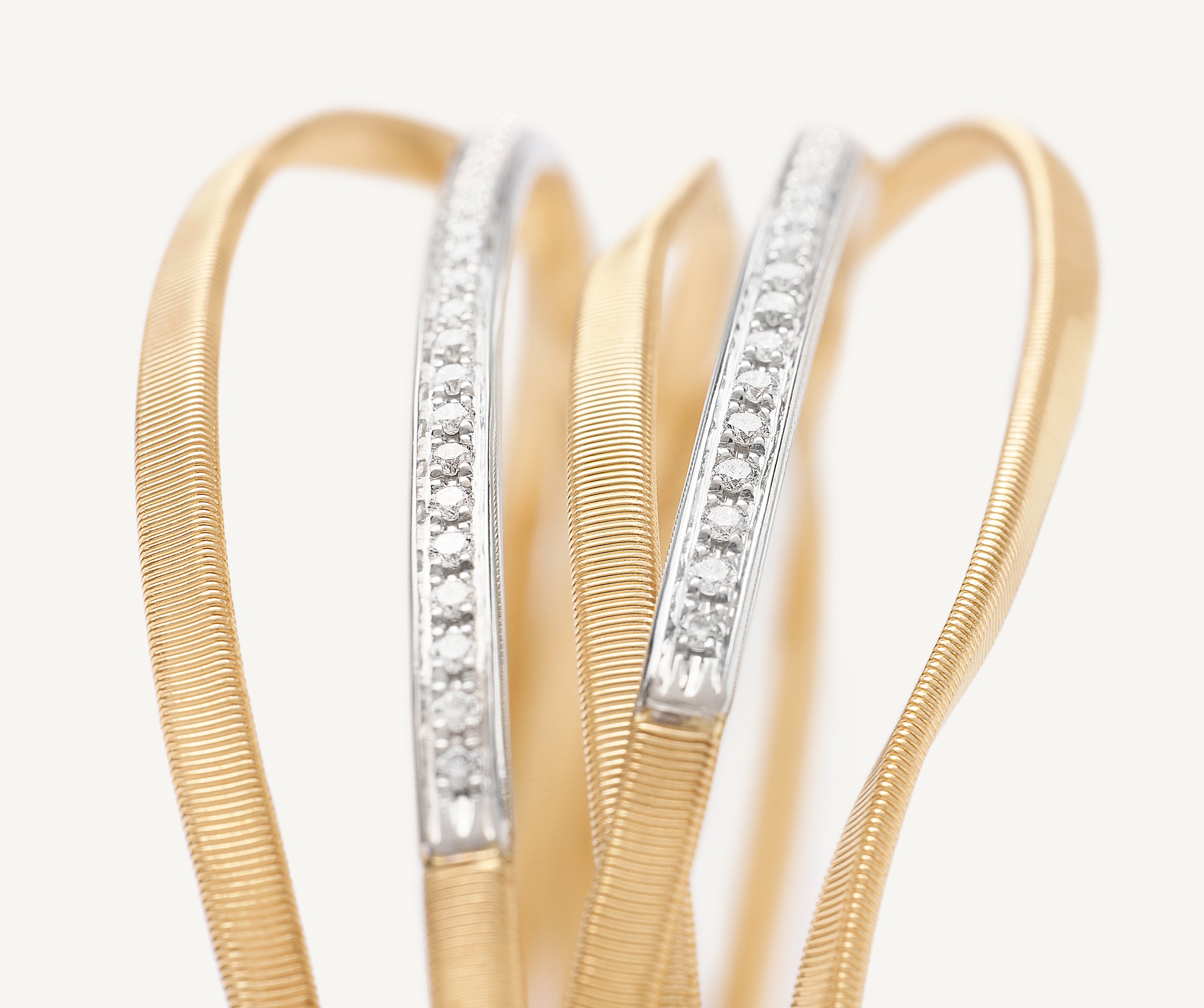 18kt yellow gold five-strand bangle with diamond bars – Marco Bicego