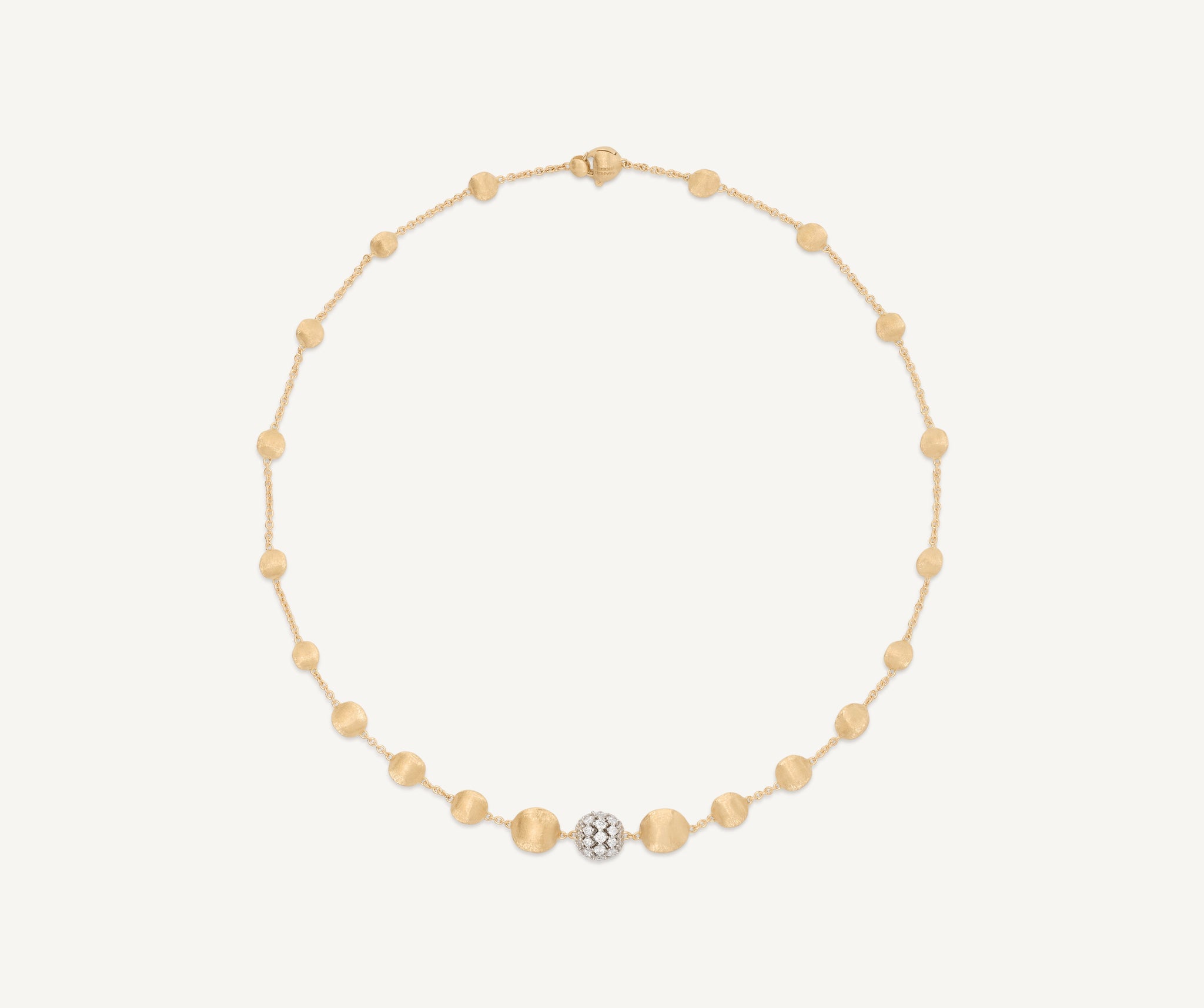 18kt Yellow Gold Boule Necklace with Diamond Pavé – Marco Bicego