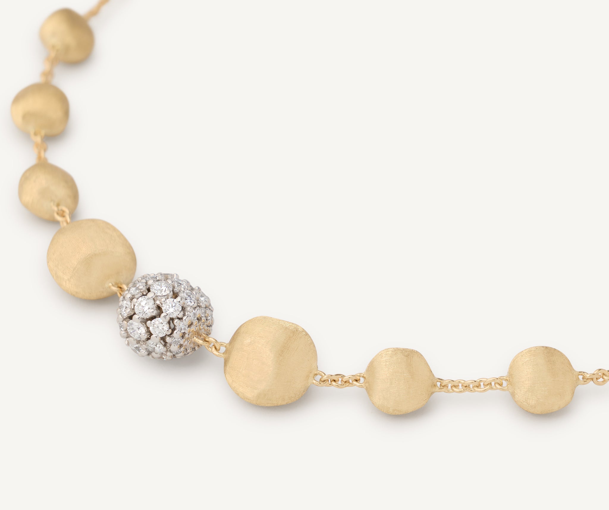 18kt Yellow Gold Boule Necklace with Diamond Pavé – Marco Bicego