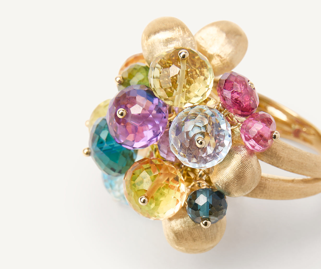 18kt yellow gold mixed gemstone cocktail ring, large – Marco Bicego