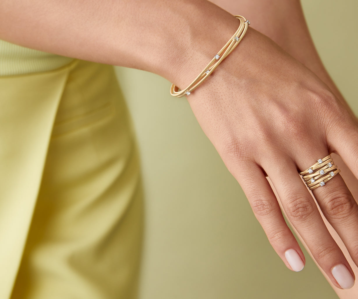 MARKO Bracciale Oro Giallo 14kt (585) Con Zirconi - Regolabile 17-20 Cm. Eleganza Certificata In Confezione Regalo.