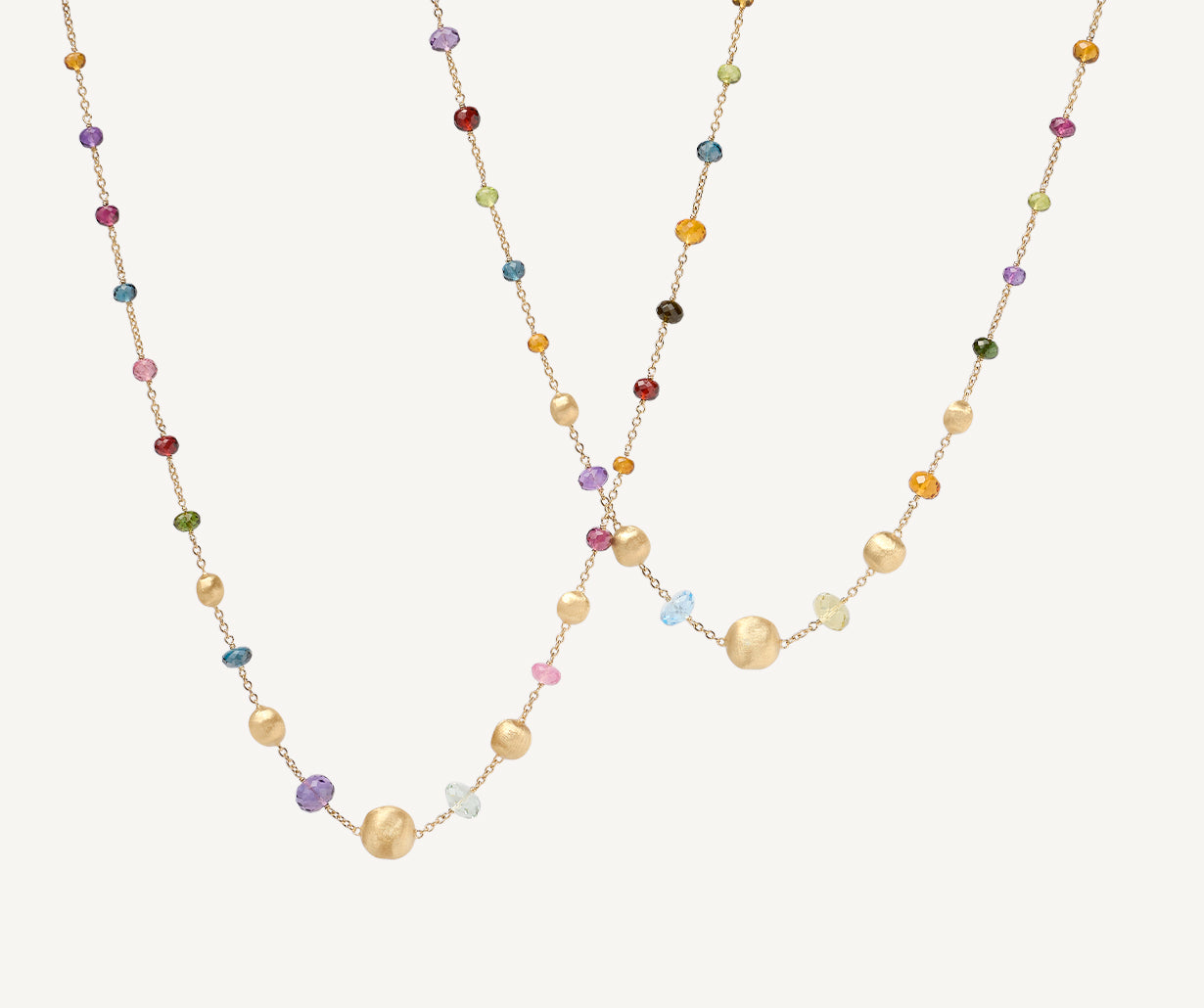 Mixed gemstone 18kt yellow gold long necklace – Marco Bicego