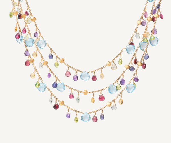 Collier Fantaisie 3 Rangs De Pierres Cristal - Élégance Raffinée, Neuf Sans Emballage