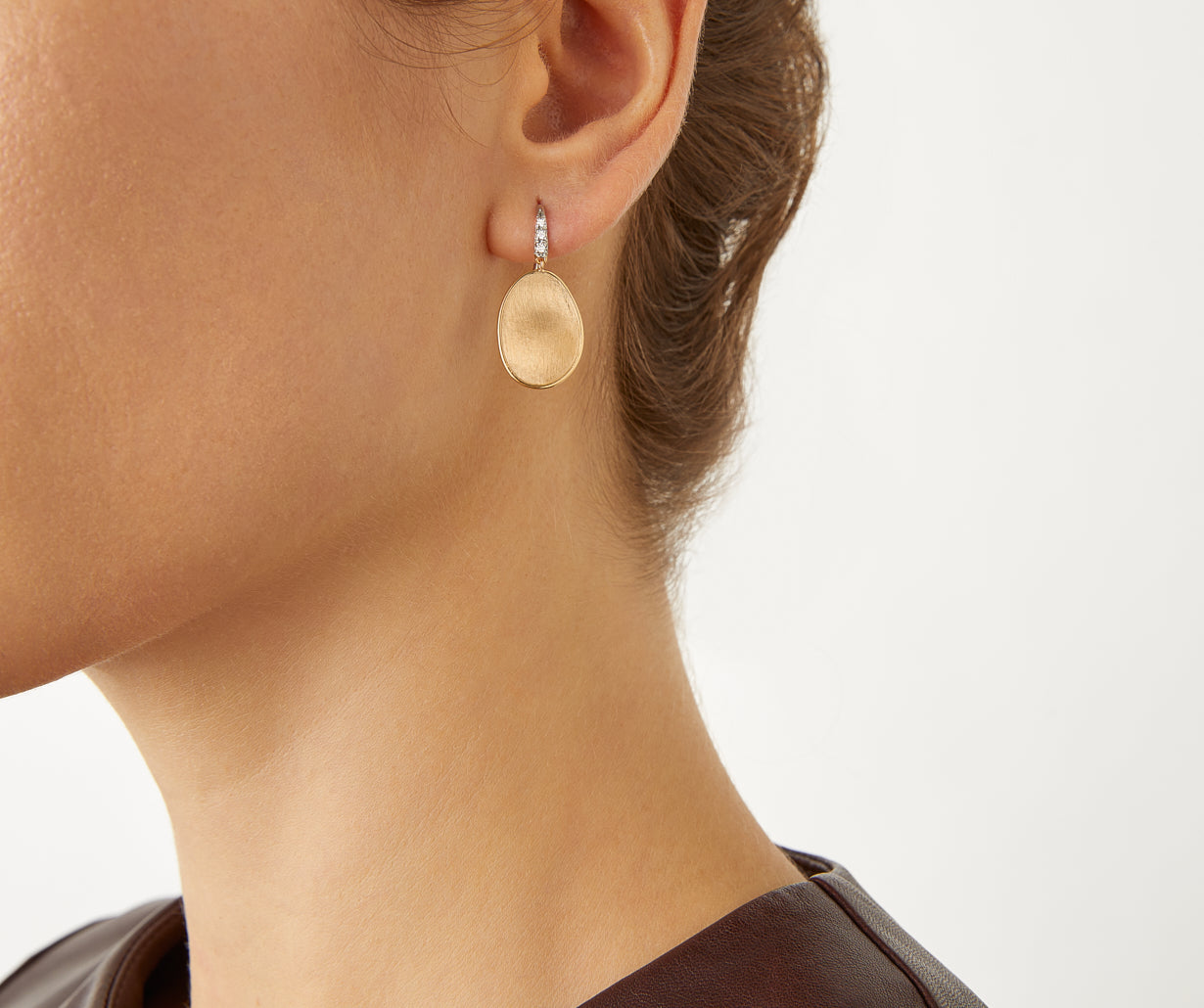 MARCO BICEGO ゴールド ドロップ型 イヤリング Marco Bicego ドロップピアス 18Kイエローゴールド＆ホワイト