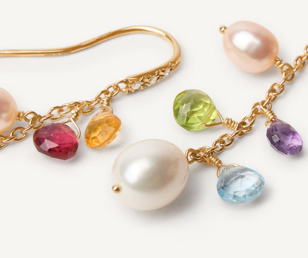 Clip su orecchini - placcato oro con acrilico multicolore - Edris M di Bello London